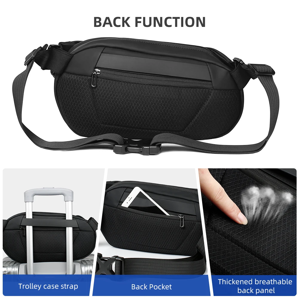 Imagem -02 - Hcankcan-bolsas Tiracolo Multifunções Luxuosas para Homens Bolsa de Ombro Preta Impermeável Premium Bolsa de Peito Masculina Moda