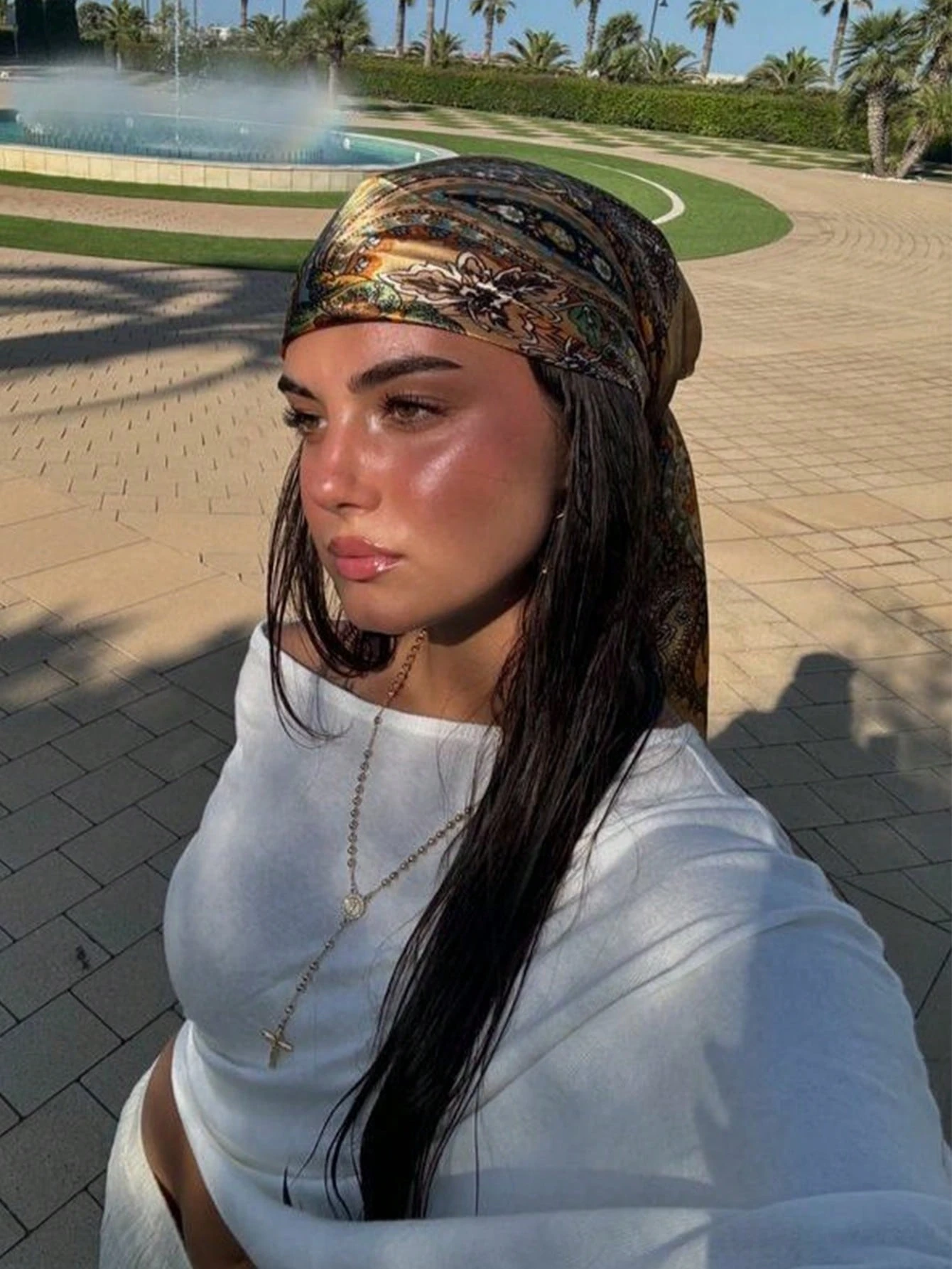 

Люкс ​ ​ Женский летний квадратный шелковый шарф 70 см в богемном стиле с цветочным принтом, шарфы, повязка для волос, желтая шаль, бандана, хиджаб, накидка