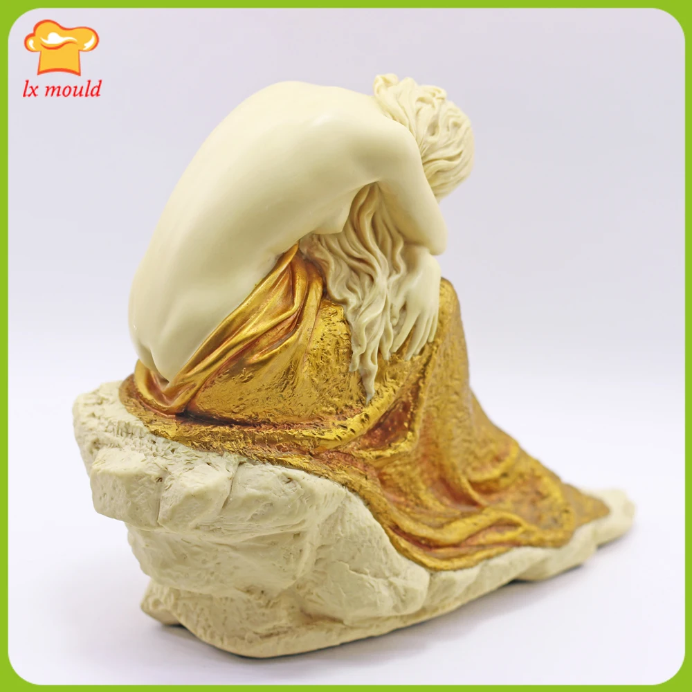 3D Girl Rock Sculpture Silicone Mold Female Body Art DIY Decoration Plaster Resin Soap Candle Mould