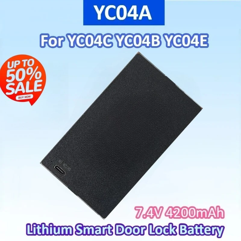 

YC04A 7.4V 4200mAh Replacement Lithium Smart Door Lock Battery Type- C Interface for YC04B YC04E YC04C Rechargeable Batteries