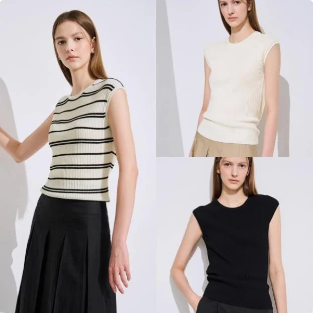 

Летний тонкий свитер-жилет в полоску Ice Sensation Quali Stripe, корейский стиль, для повседневной носки, по сниженной цене