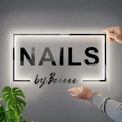 Letreros acrílicos de negocios personalizados, impresión UV, logotipo de cafetería, Bar, salón de belleza, uñas, estudio de cabello, nombre de empresa y oficina, letrero de Metal Acrílico