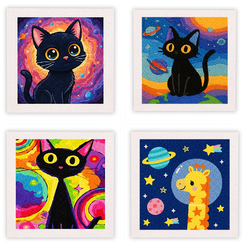 

GATYZTORY Punch Needle Embroidery Starter Kit With Frame Punch Needle Kits Animal Pattern Embroidery Pen For Adults Kids Beginne