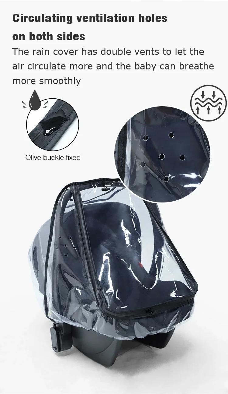 Baby-Kinderwagenkorb, winddichter Regenschutz, staubdichter, transparenter EVA-Regenschutz für Kinderwagen, Staubschutz, Moskitonetz – Detail 6