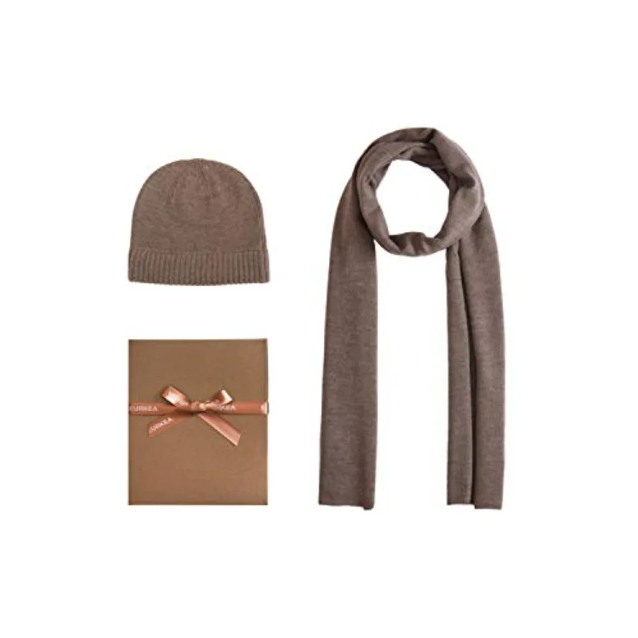 

EURKEA Men's 100% Merino Wool Scarf Beanie Hat Gift Box Set