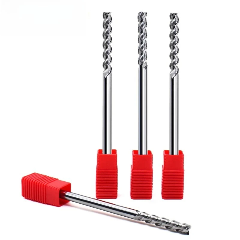 HRC55 3 Flute Long Reach Carbide End Mill Tungsten Steel Aluminum Milling Cutter CNC Router Bit for Non-Ferrous Metal