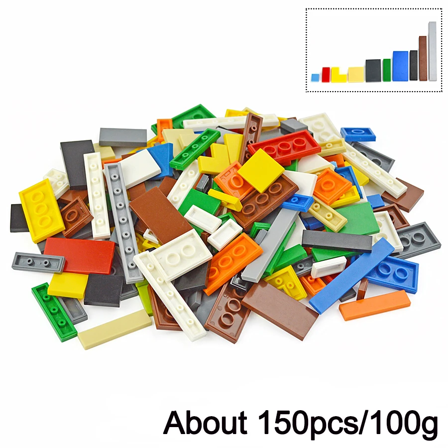 DIY Modell Glatte Dünne Bausteine 150PCS Mehrfarben Spielzeug Teile Groß Figuren Flache Fliesen Pädagogisches Kinder Spielzeug Geschenk Leduo
