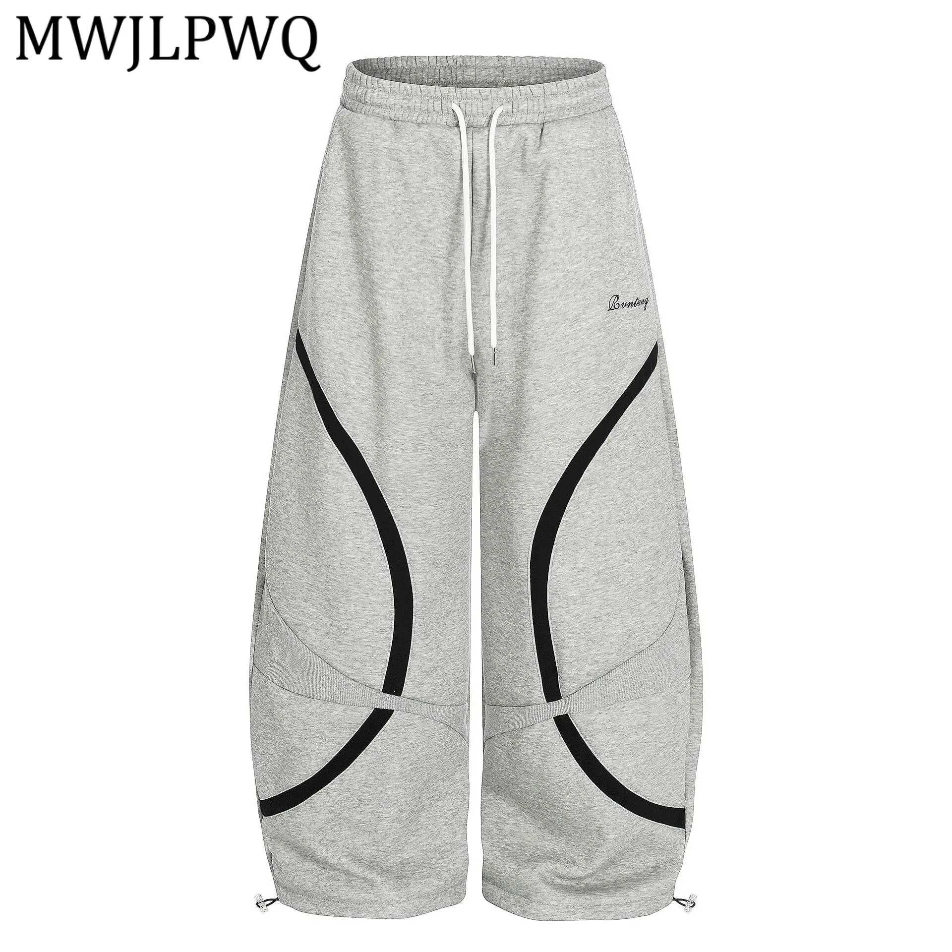 

Зимние флисовые спортивные брюки MWJLPWQ для мужчин в американском ретро-стиле, контрастные, свободные, драпированные, повседневные, широкие штаны 22010