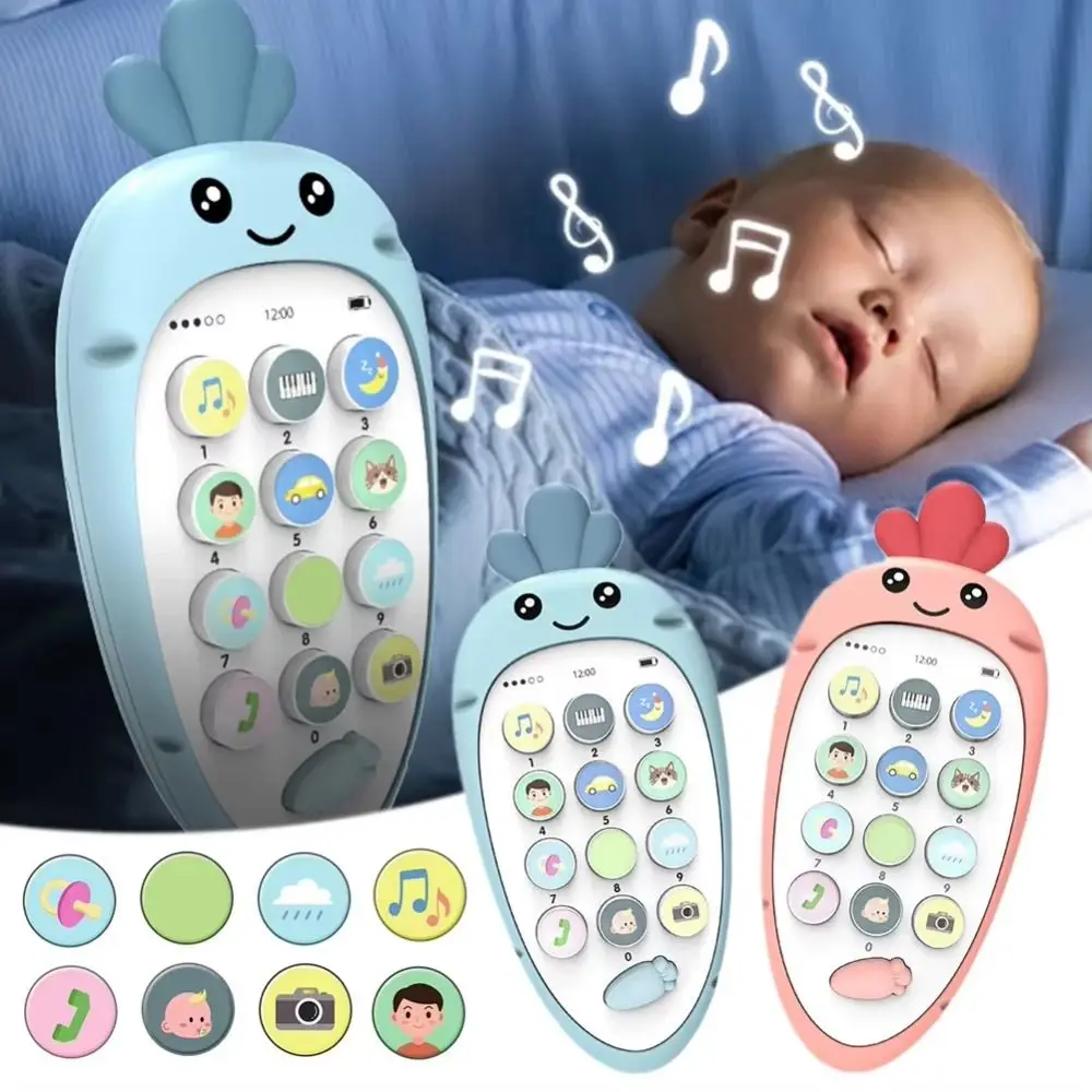 Simulation Phone Electronic Baby Cell Phone Toy Voice Toy Silicone Phones Musical Toys Safe Music Control Music Sleeping Toy