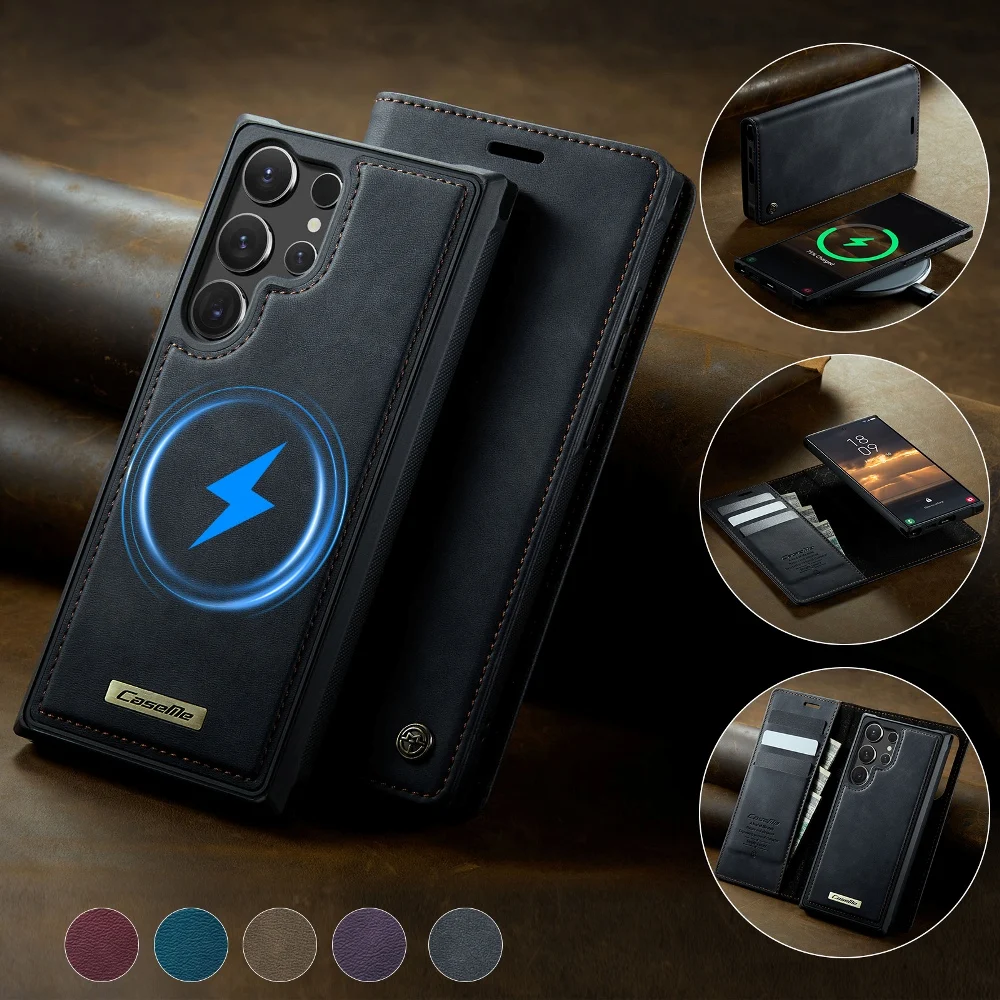 

Detachable 2 In 1 Flip Phone Cover For Samsung Galaxy S25 Edge S24 Ultra S23 FE S22 S21 S20 With Case Supports Wireless Charging
