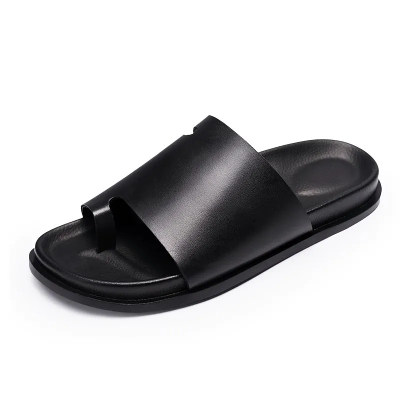 

Man Slippers Genuine Leather Slides Outdoor Flip-Flops Beach Fashion Flat Men's Sandals Luxury Designer Shoes For Man