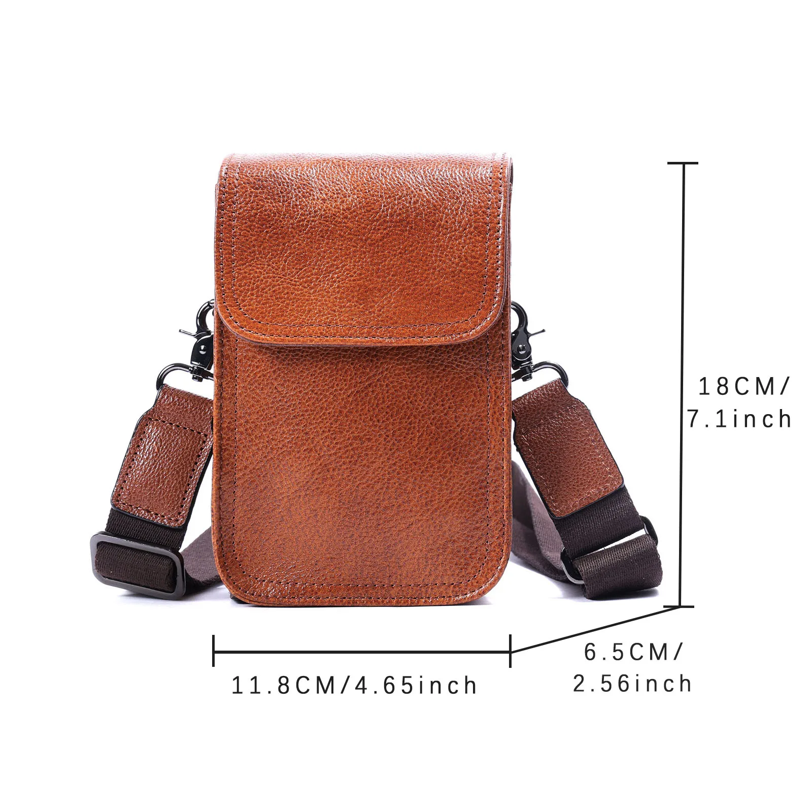 Echte Leder-Umhängetasche für Herren, Crossbody-Taschen, einfache Rindsleder-Gürteltasche, hochwertiges, pflanzlich gegerbtes Leder, modisch und lässig – Detail 3