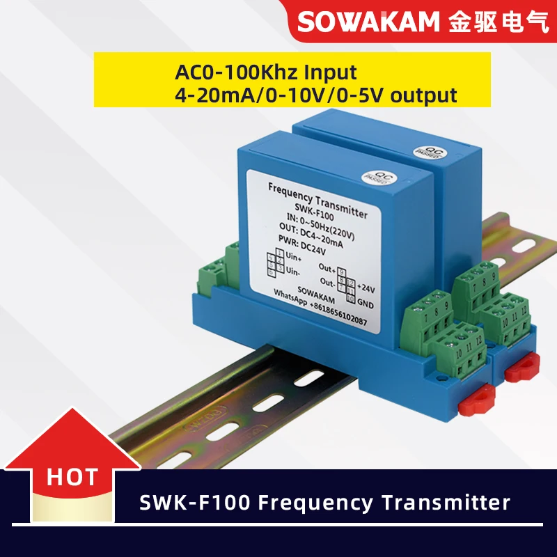 

Frequency Transmitter Sensor 45Hz 55Hz 60Hz 0-100KHz Transducer Input 4-20mA Output DC24V Power Supply 220V Amplitude