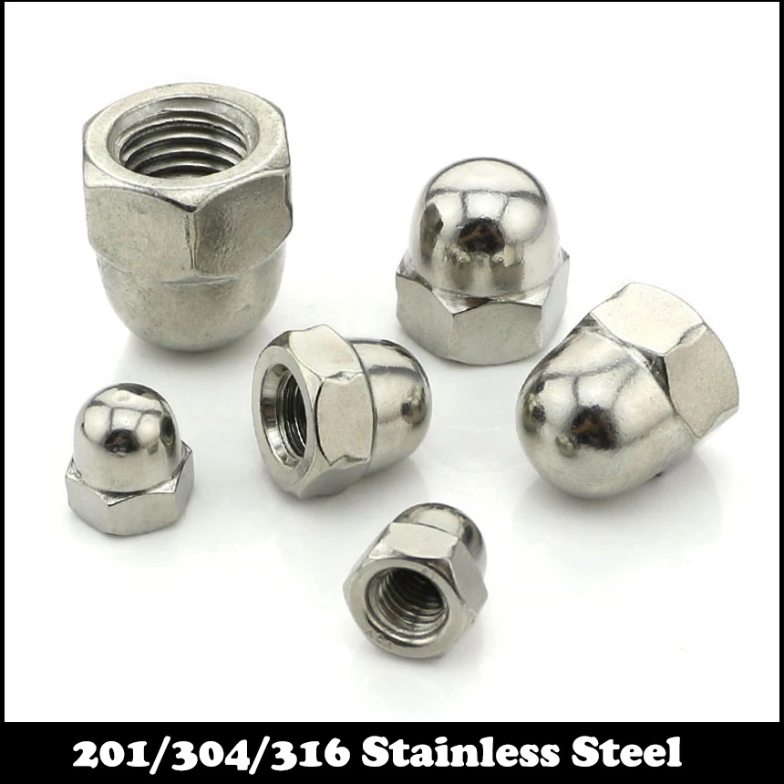 

2PCS M10 M10*1.25 304 Stainless Steel Fine Thread Decorate Nuts Hexagon Hex Domed Cap Cover Acorn Nut
