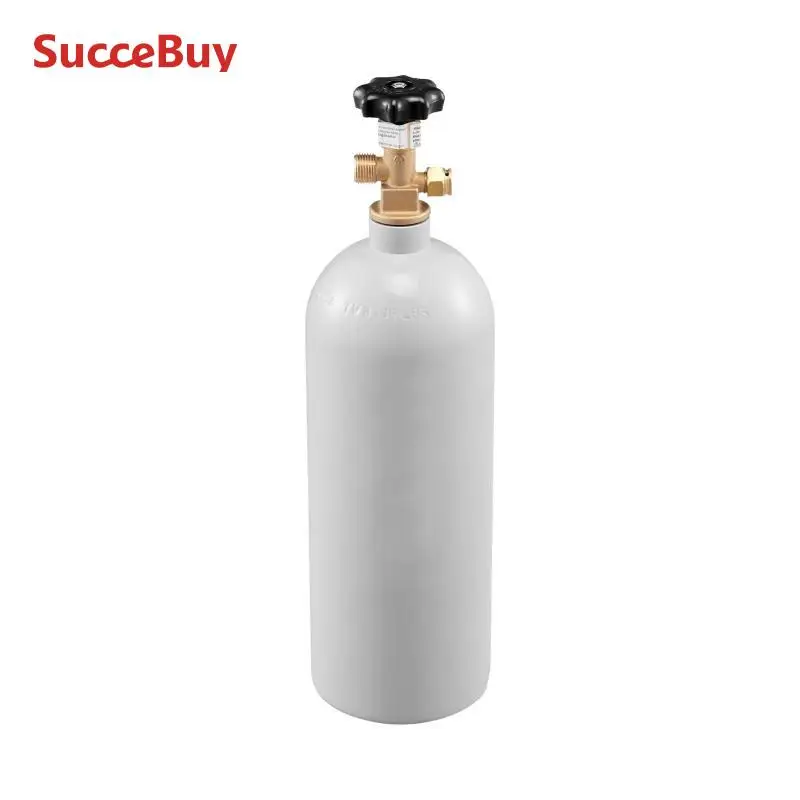SucceBuy 5 رطل CO2 خزان الألومنيوم اسطوانة غاز العلامة التجارية الجديدة CO2 اسطوانة مع طلاء رذاذ رمادي خزان CO2 مع صمام CGA320