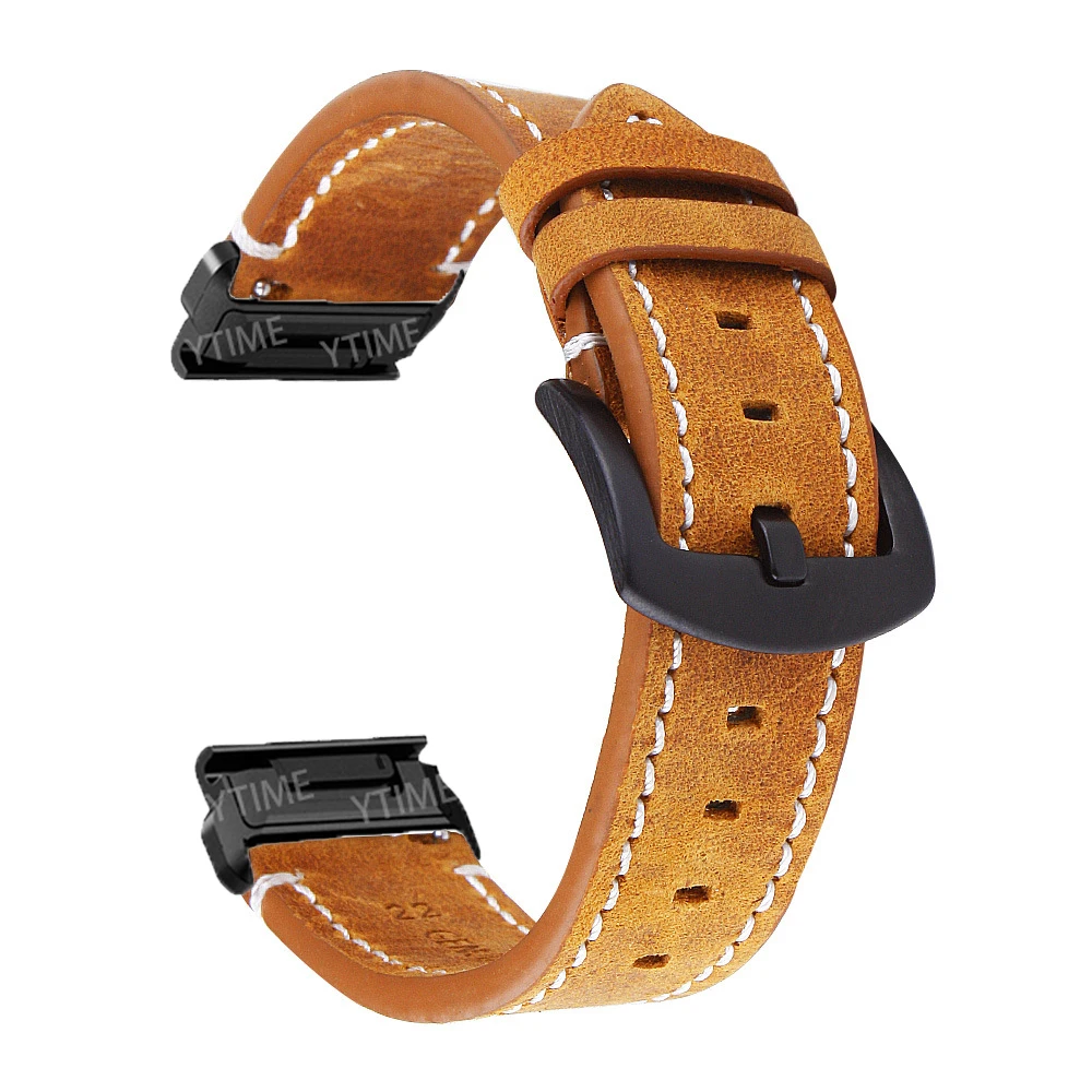 22mm Genuine Leather Quick Easy Fit Watchband For Garmin Fenix 7 6 Pro 5 Plus Bracelet Forerunner 965 955 945 935 Wrist Straps