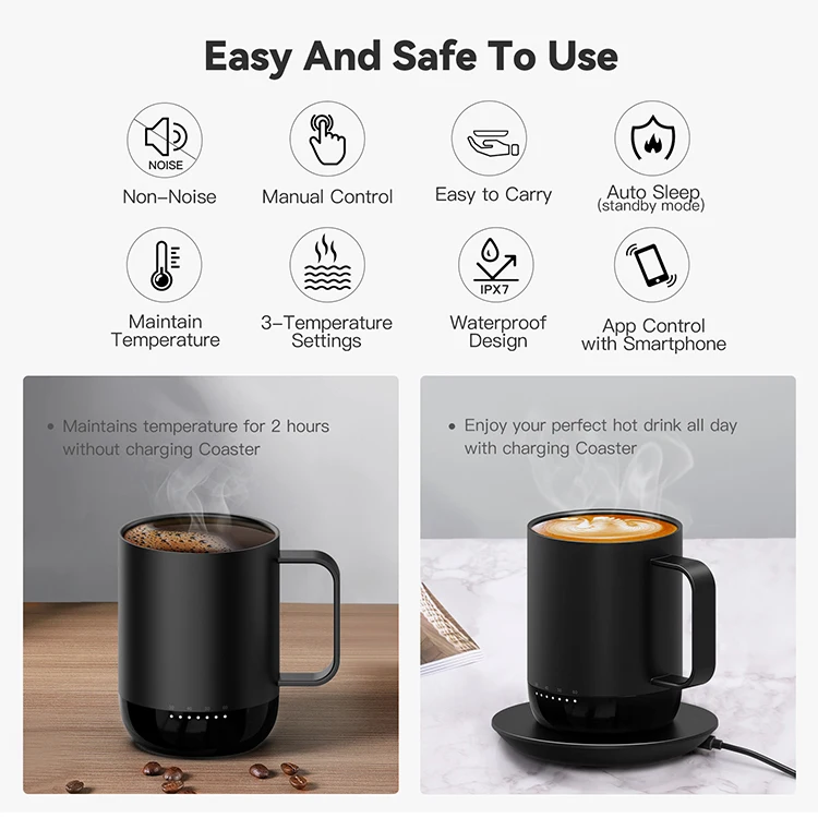 Vsitoo-taza de café inteligente S3 PRO, calentador inalámbrico con Control de temperatura, batería de 4 horas, 14oz