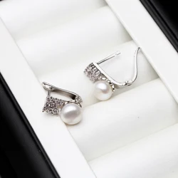 Pendientes de perlas de agua dulce para mujer, pendientes de perlas naturales de Plata de Ley 925, pendientes de Clip de joyería, regalo de boda