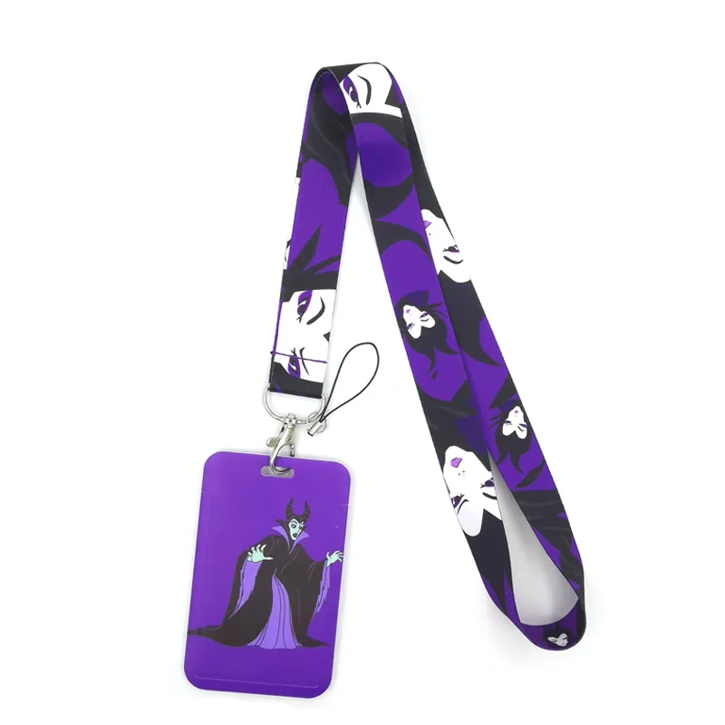 Maleficent Key lanyard Car KeyChain ID Card Pass Gym Mobile Phone Badge Kids Key Ring Holder Jewelry Decorations