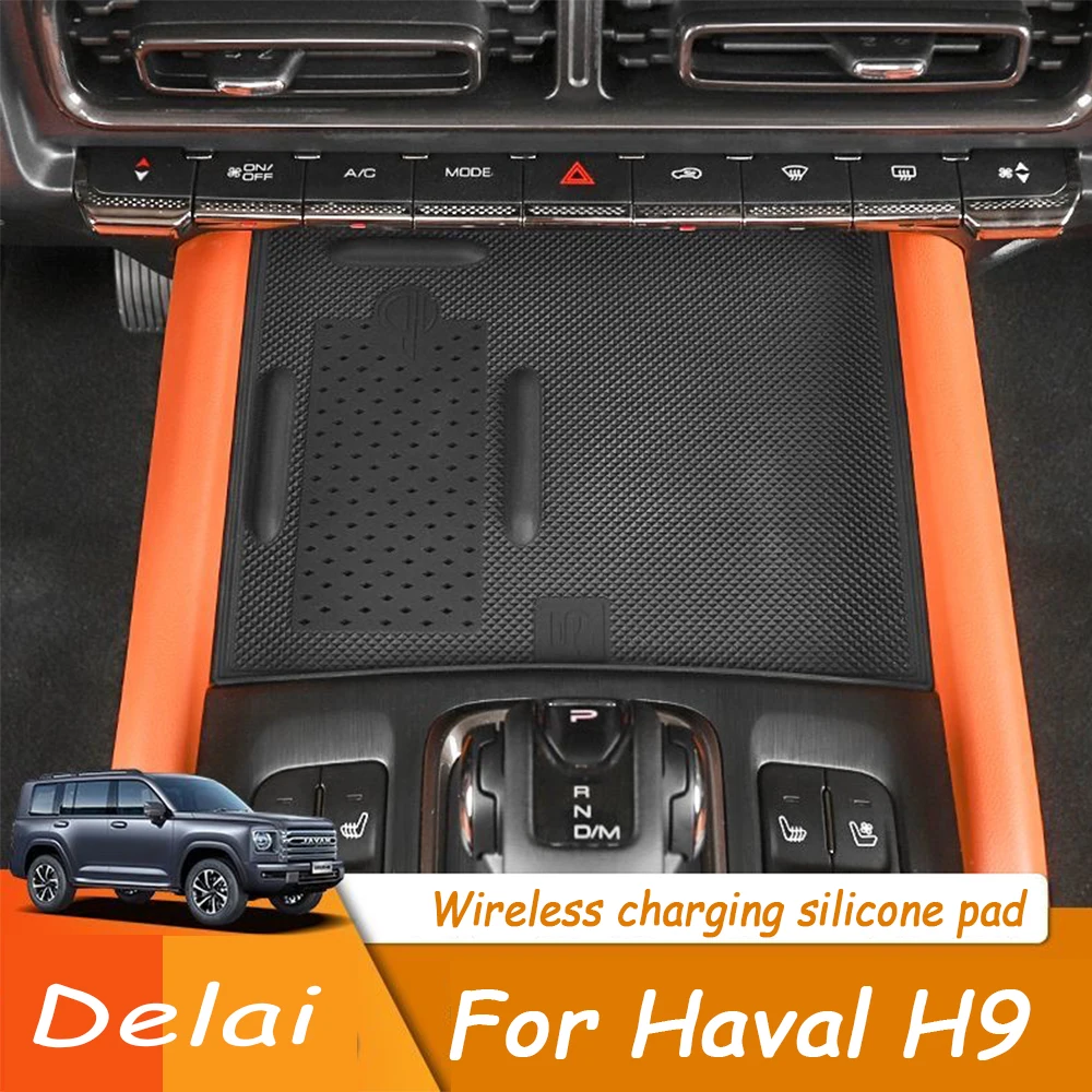 For Haval H9 2nd 2024 2025 Restyling Car Styling Wireless Charging Central Control Water Cup Silicone Pad Auto Accessories