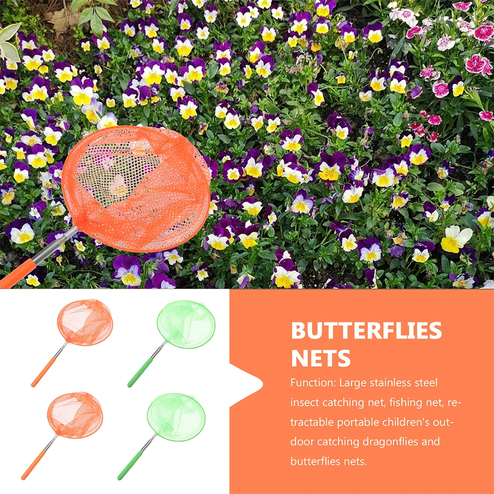 

3 Pcs Stainless Steel Mesh Insect Fishing Net Portable Kids Butterfly Nets Bug Catcher Kit Storage Outdoors