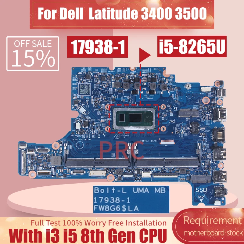 Imagem -02 - Placa-mãe Portátil para Latitude Notebook Mainboard 179381 0k3frd 0x7j0v I38145u I59265u 3400 3500