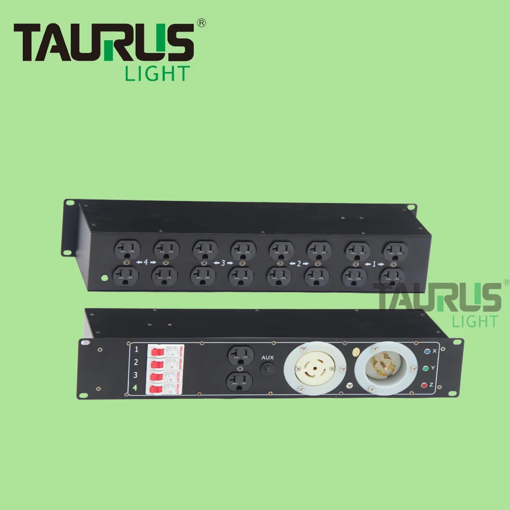Factory 20A US Edison Distribution Rack Panel Box with L21-30 Twistlock 3 Phase Power In&Output Distro Aluminium Material