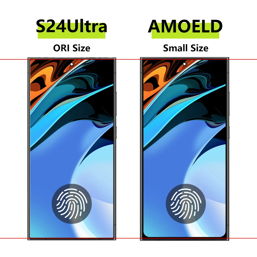 AMOELD layar sentuh Digital tampilan LCD, untuk Samsung Galaxy S24Ultra S928B S928U S928W dengan bingkai untuk Samsung Galaxy S24 Ultra