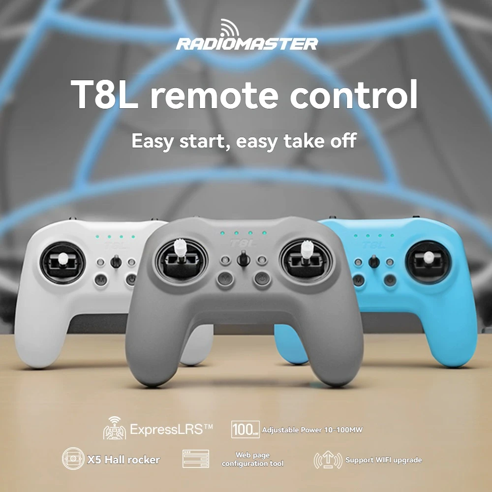 

RadioMaster T8L Radio Controller 2.4GHz ExpressLRS Open-Source X5 Hall-Effect Joystick FPV Racing Drone Remote Game Controller