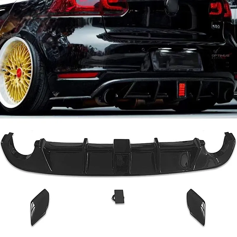 Kép 3: Hátsó Diffuzőr Spoiler számára Volkswagen Golf MK6 gty 2008-2013 Ágcsernyő Ajak Festékpárna Spoiler splitter automat Alapanyag kits autó accessor
