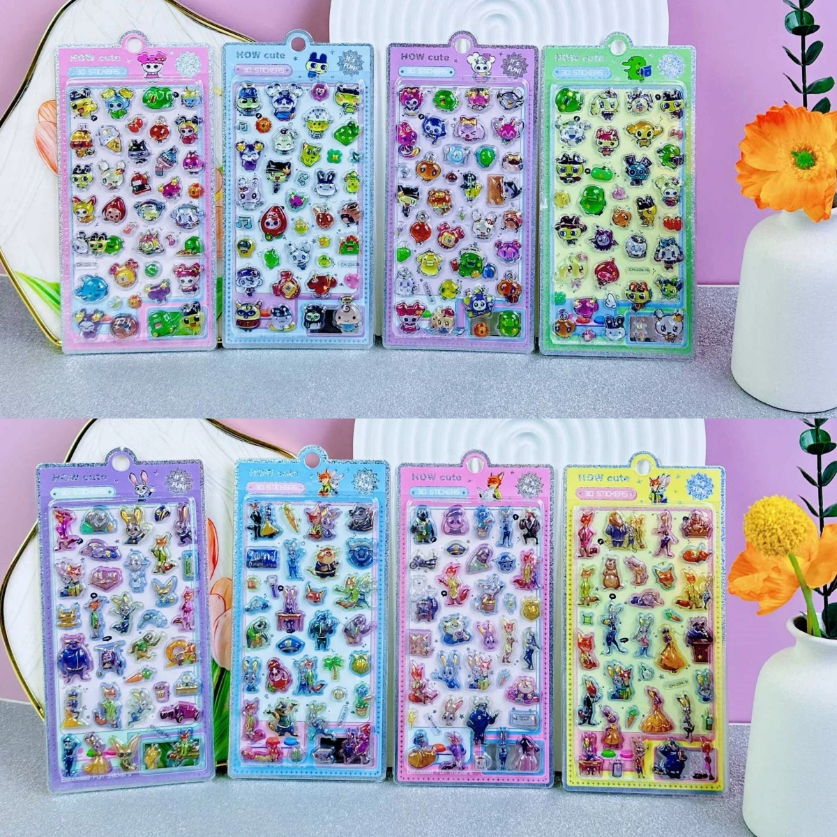 

40 листов милых 3D-наклеек с рельефным эффектом для детских творческих проектов, декоративные наклейки для чехлов телефонов, оптом