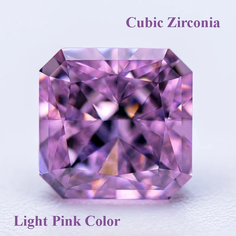 

Cubic Zirconia Crushed Ice Cut Asscher Shape Light Pink Color Charms Beads for Diy Jewelry Making Rings Materials No Certificate