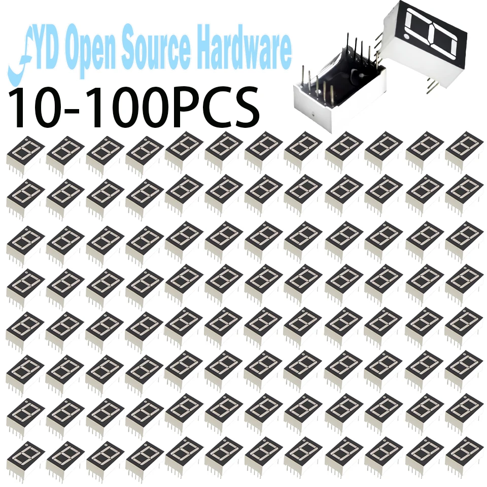 10-100 قطعة 0.56 بوصة 7 قطعة 1 شاشة LED رقمية سوبر الأحمر الكاثود المشترك أنود DIP10