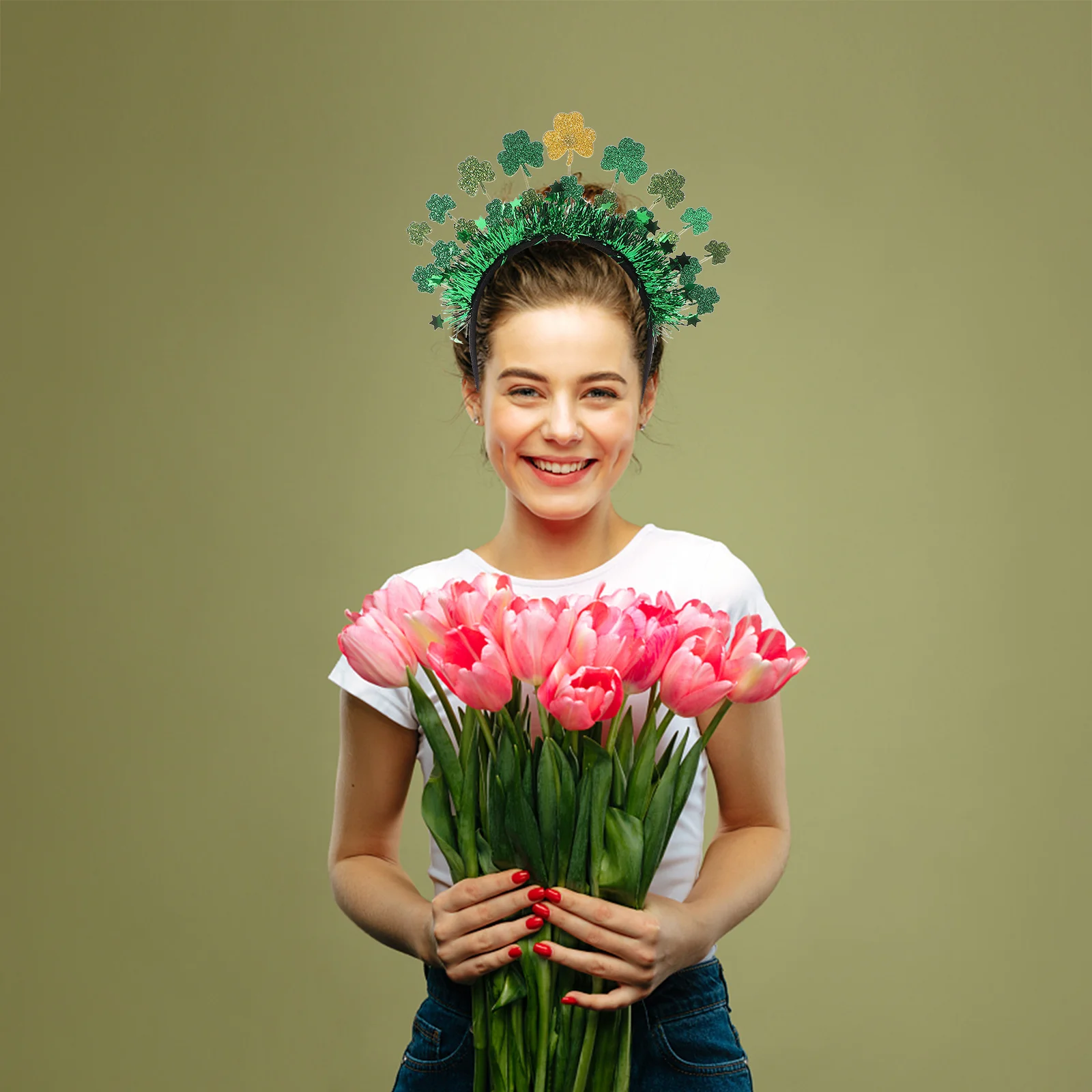 

Shamrock Headband Green Tinsel Foil Party Accessory For St Patrick'S Day Costume Women Kids Festival Decorations