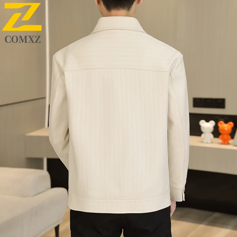 COMXZ New Men Jackets Leisure Solid Color Slim Fit  Working Coat Korean Style Trendy Versatile Single Breasted Autumn Jacket​