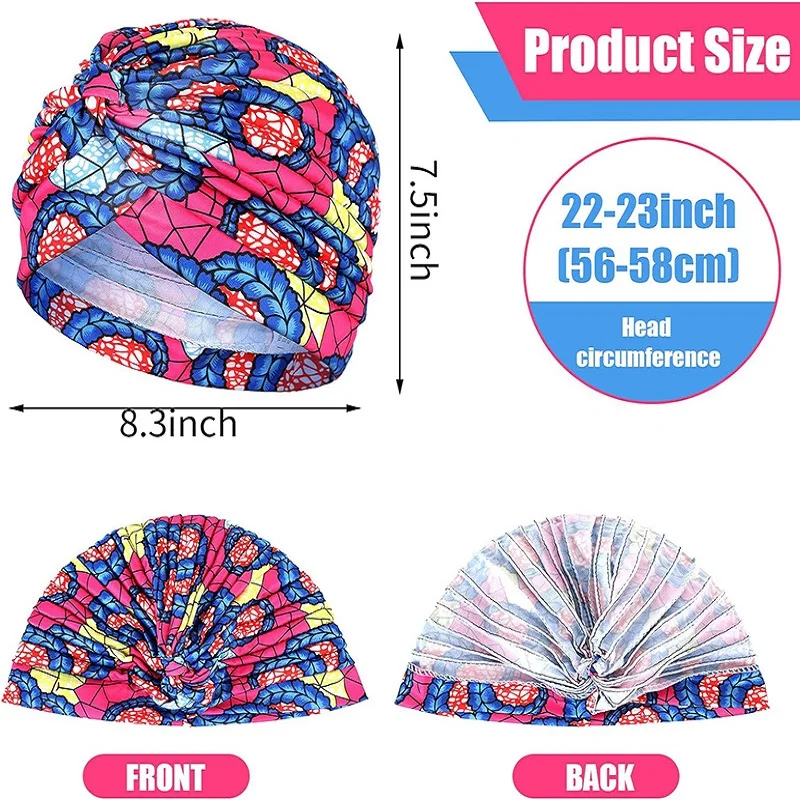 New Women Print Flower Knot Cancer Ruffle Chemo Hat Beanie scarf Turban Head Wrap Knitted Cap Hair Loss Accessories