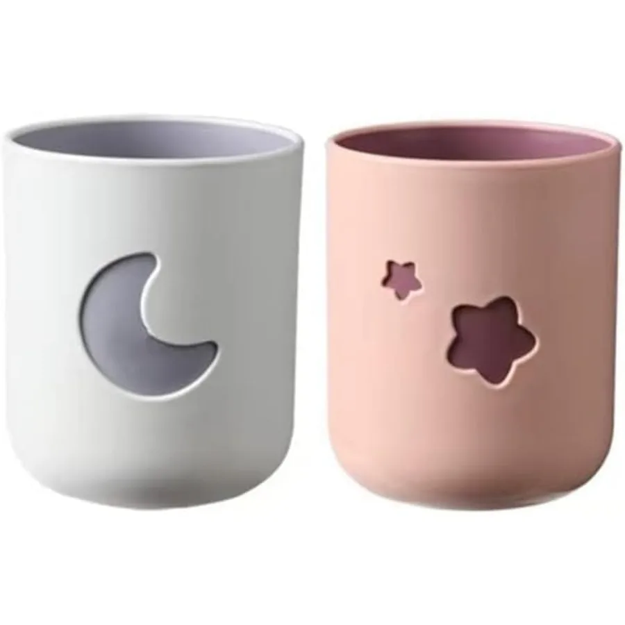 

Two-Color Lucky P Cup Bathroom Toothbrush Cup Household Cartoon Star Moon Water Cup Pink and White