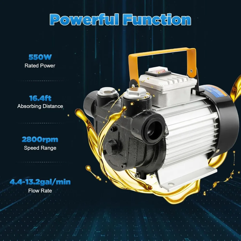 Diesel Pump Biodiesel Fuel Pump Self-Priming Pump Standard Powerful Motor Automatic Transfer Pump for 20-60L/min 220V 550W