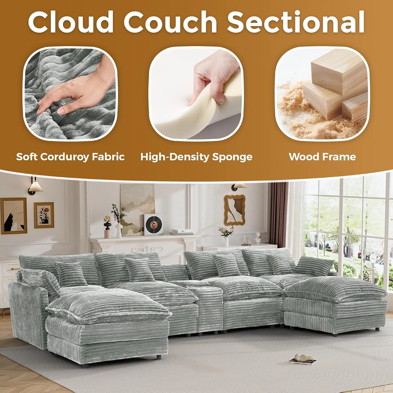 Oversized U Shaped Cloud Sofa 4