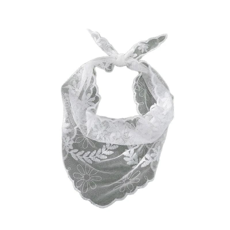 

652F Elegant Women Lace Triangle Kerchiefs Summer Spring Sunproof Lace Triangle Bandana for Teens Girl Camping Taking Photo