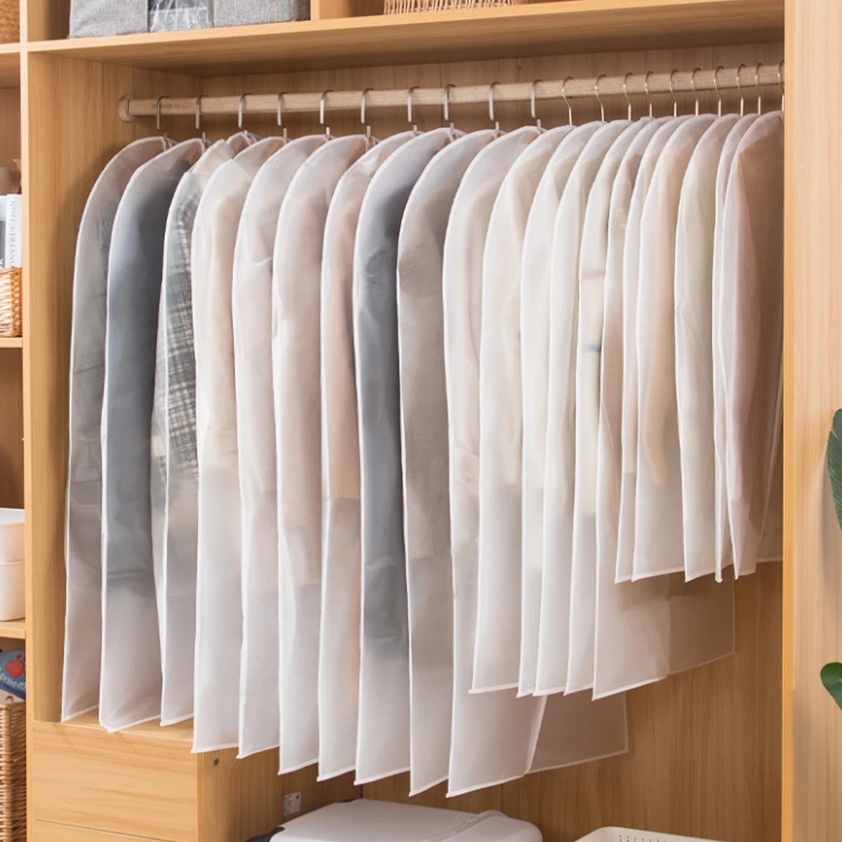 Kleiderhülle mit Reißverschluss, transparent, vollständig geschlossen, für Hochzeitskleider, Anzüge, Mäntel, Kleideraufbewahrungstasche