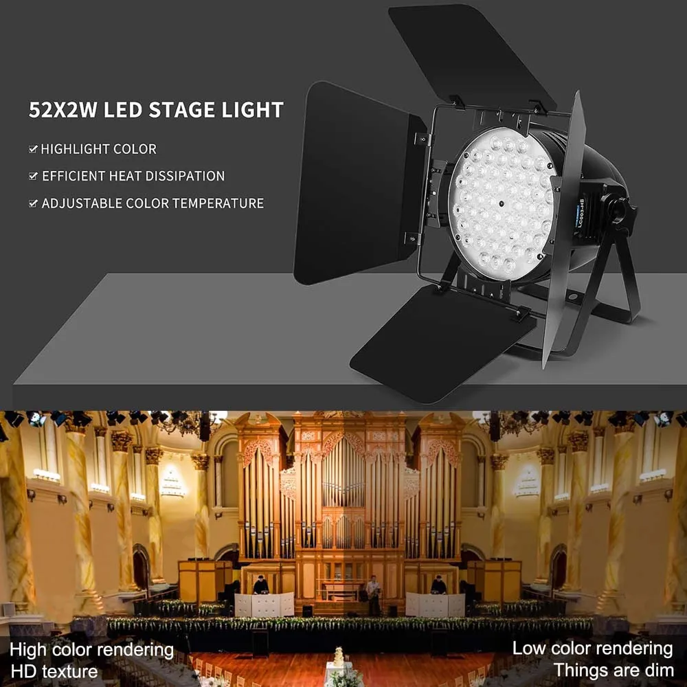 Big Dipper 54x2W Stage Led Par Lights with Barndoors DMX512&Master-slave For Theater/Photo Studio/Concert/Church/Home decoration