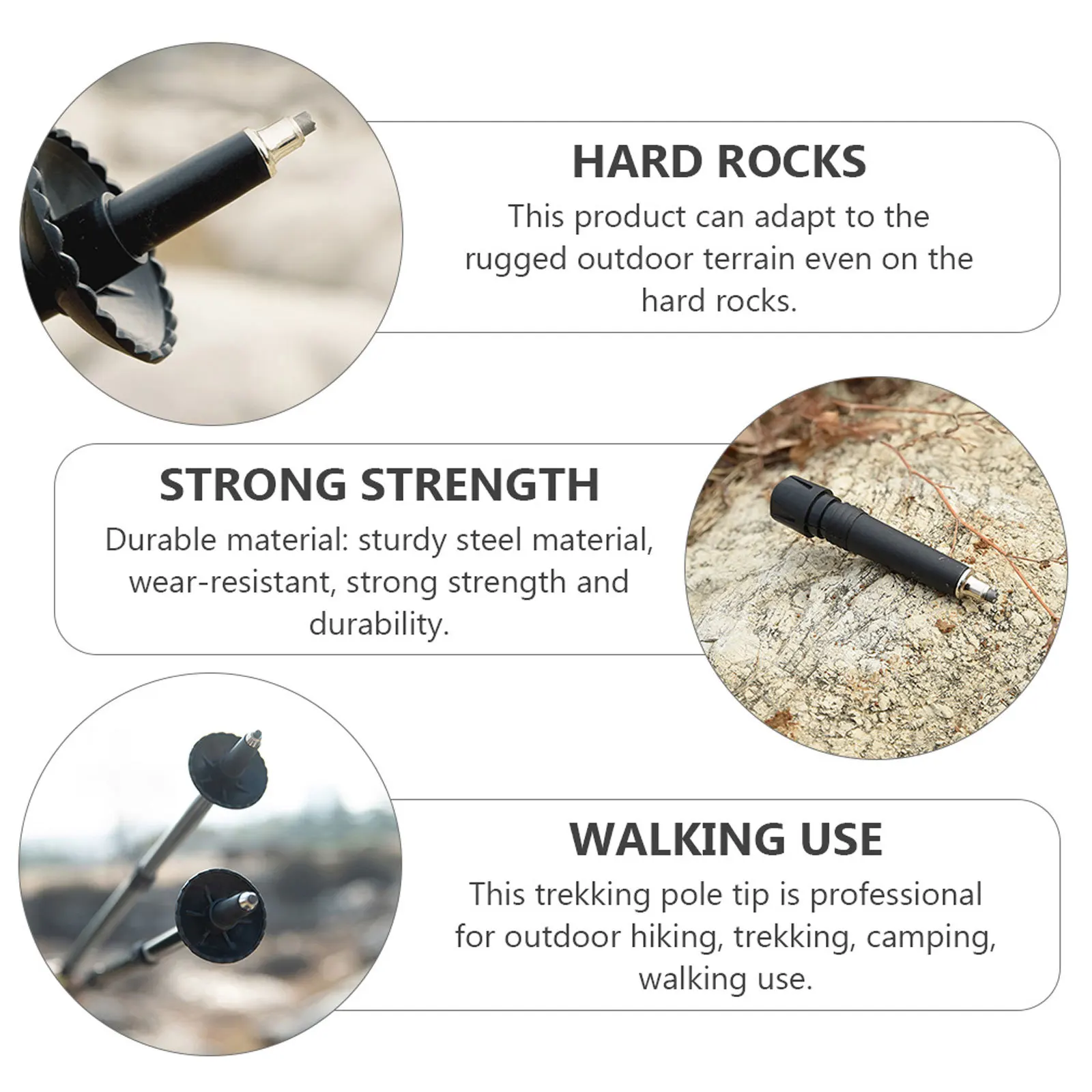 

4pcs Black Pole Tips Carbon Tungsten Steel Wear Resistant Climbing Stick Trekking Pole Protector Walking Accessories