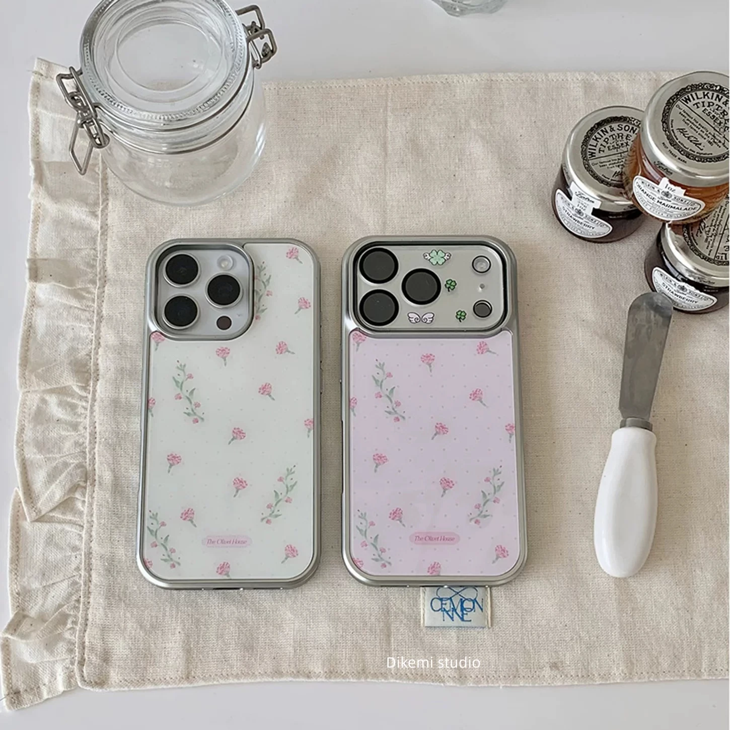 Korean Ins Niche Gentle Romantic Pink Floral Print Resin Casting Phone Case For Samsung S26 S25 S24 S23 Ultra Plus Edge Fe Cover