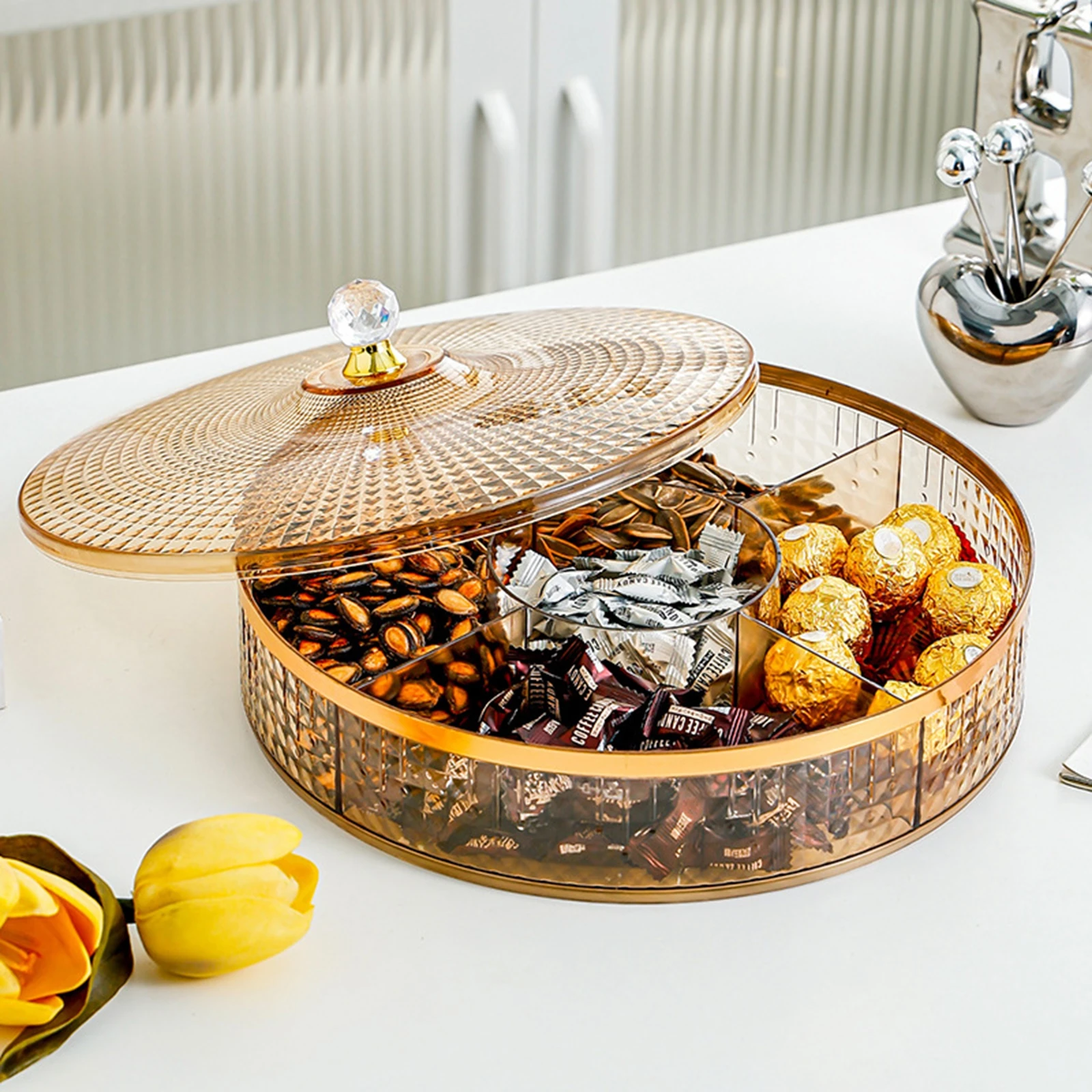 Serving Plate Dry Fruit Tray Multipurpose Nut Bowl Storage Box Appetizer Tray for Household Wedding Birthday Presents Kitchen