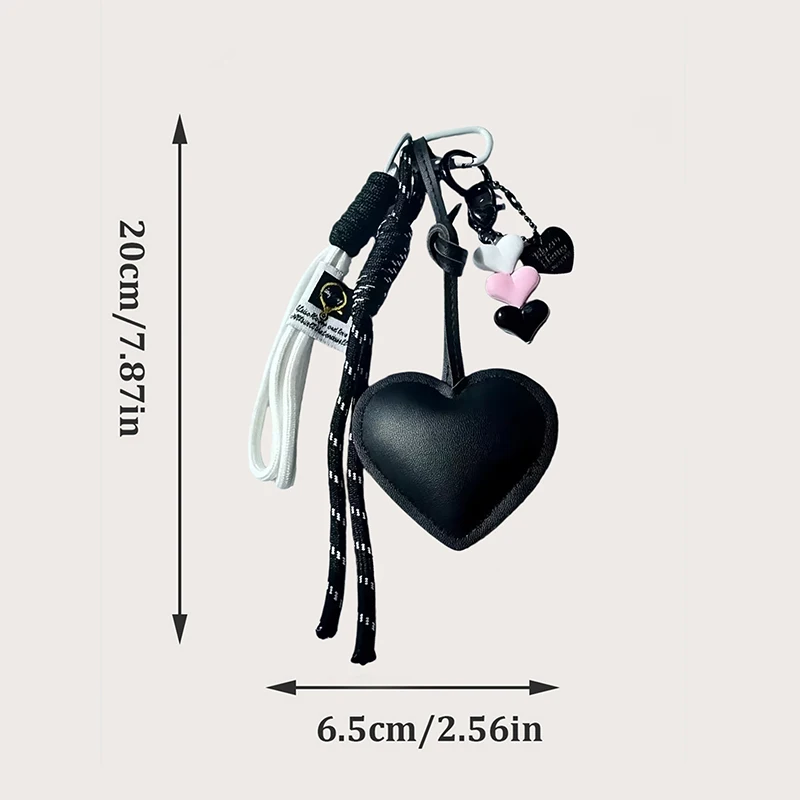 Cute PU Heart Leather Rope Keychain Handmade Braided Rope Car Keyrings Ins Y2K Love Rope Bag Charm Children