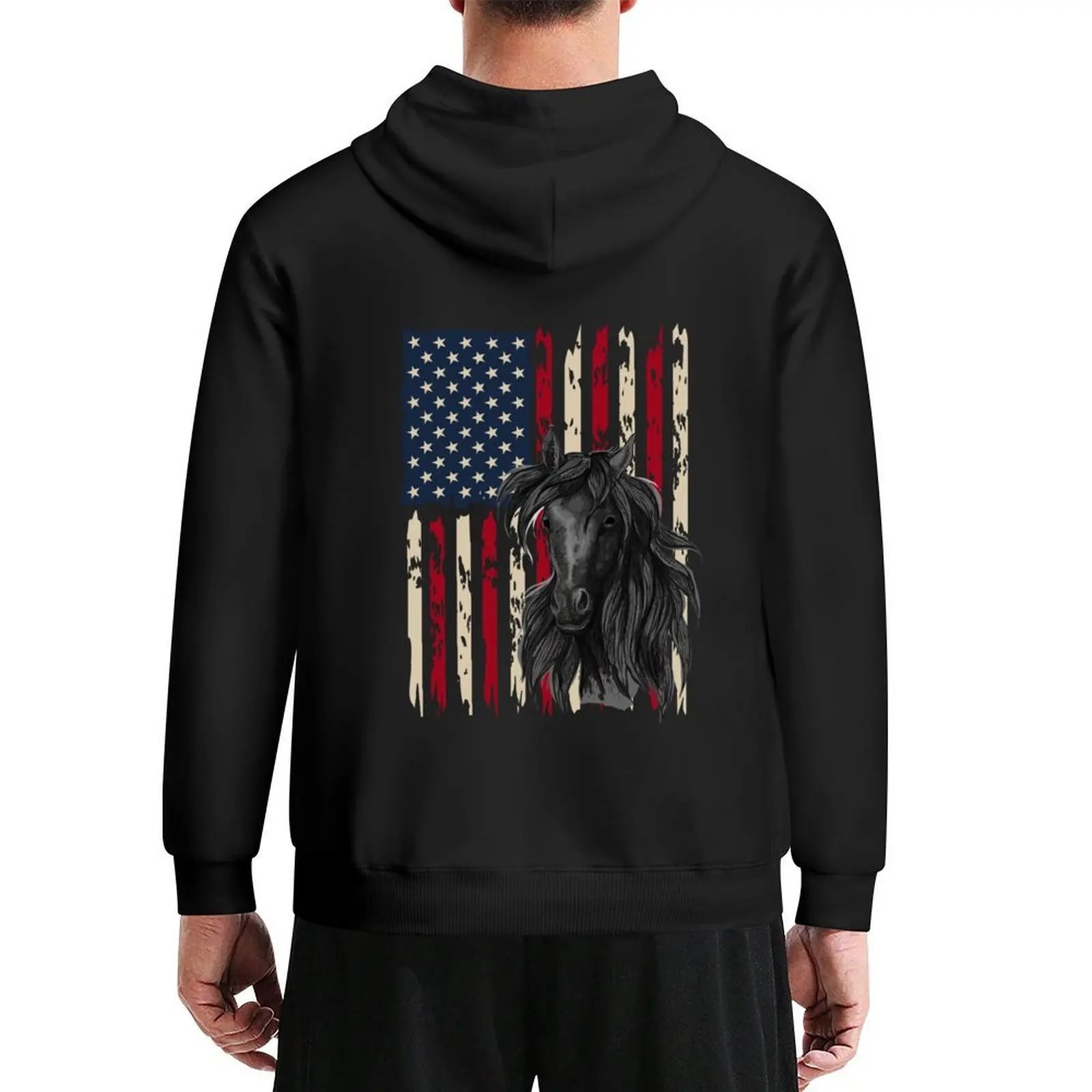 

Patriotic Horse American Flag - Horse Vintage Hoodie mens designer clothes korean autumn clothes hoodie