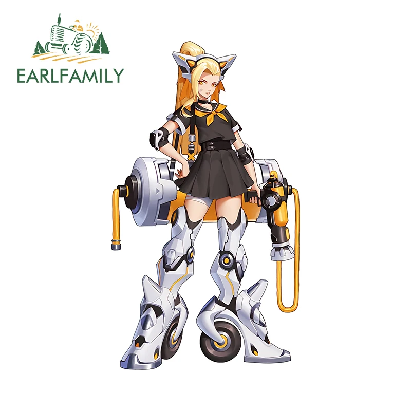 EARLFAMILY 13cm x 7.5cm JK Mechanical Style Girl Car Sticker Funny Technology Equipment Bumper Decals Funny Helmet Accessories