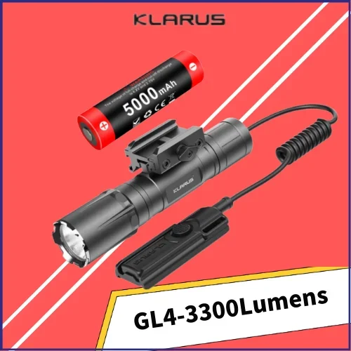 Klarus GL4 3300 Lumens USB C Rechargeable Tactical Flashlight  Compatible with Various Types of Rifles Rail