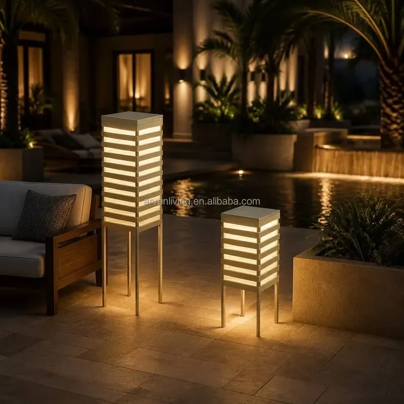 Modern LED Floor Lamp Waterproof Aluminum Outdoor Standing Light for Garden Courtyard Hotel Ambient Lighting Vertical Design